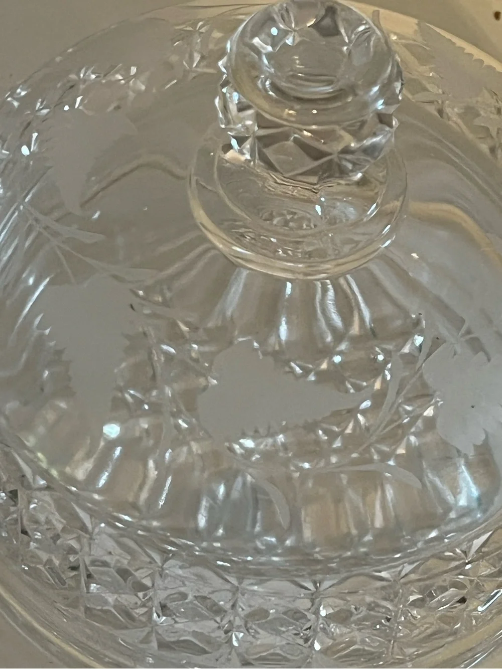 Vintage Pressed Glass Covered Butter Dish | Etched | Cheese Server | Candy Dish